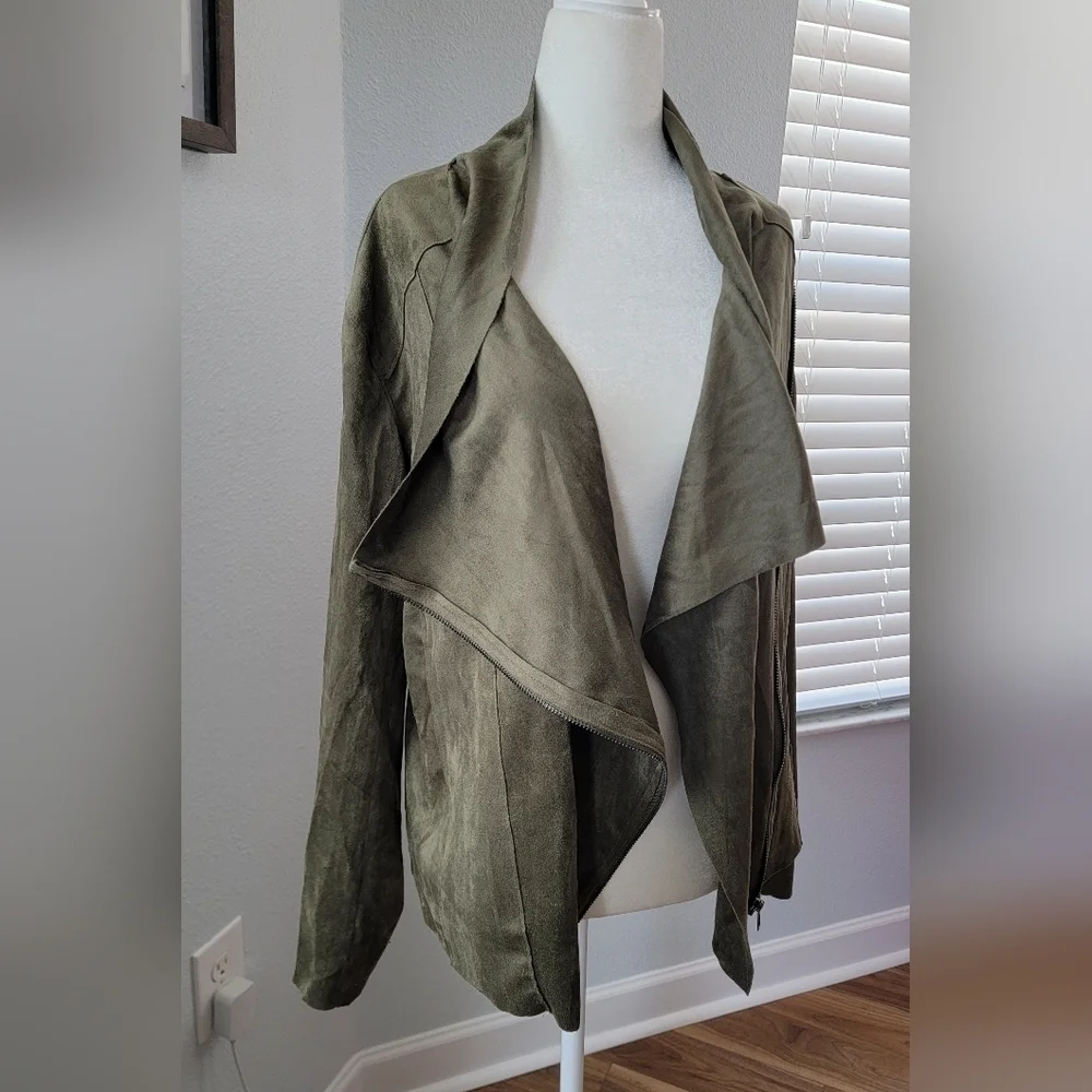 KORI America suede Moto Jacket Olive size Small